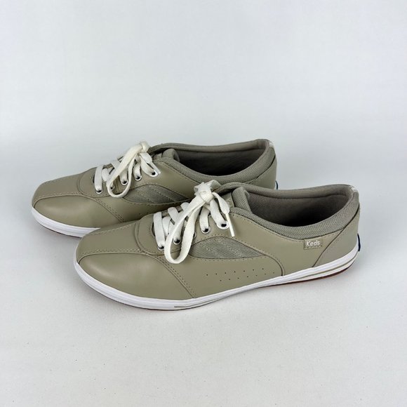 Keds Prestige Womens Sneaker OrthoLite Stone Tan Leather Lace Up Shoes size 9 - Picture 3 of 16